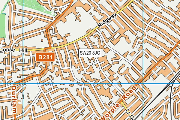 SW20 8JG map - OS VectorMap District (Ordnance Survey)