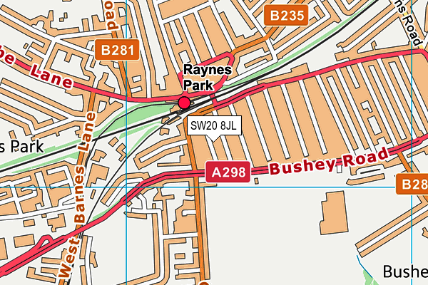 SW20 8JL map - OS VectorMap District (Ordnance Survey)