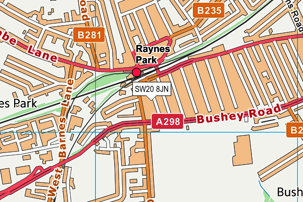 SW20 8JN map - OS VectorMap District (Ordnance Survey)