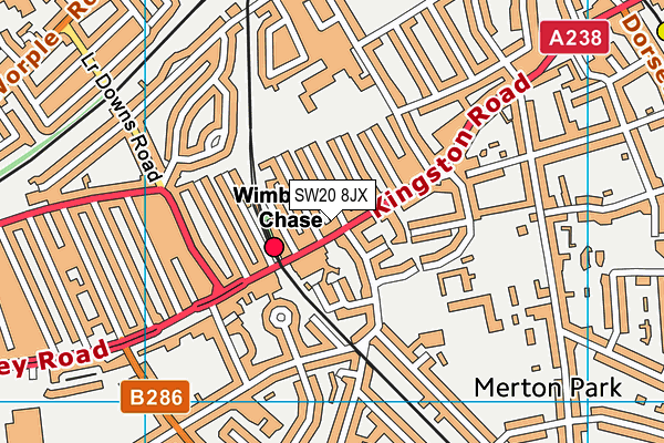 SW20 8JX map - OS VectorMap District (Ordnance Survey)