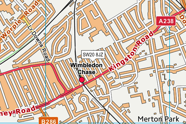 SW20 8JZ map - OS VectorMap District (Ordnance Survey)