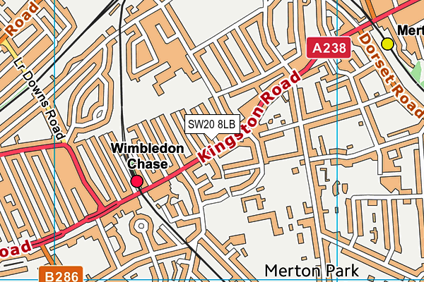 SW20 8LB map - OS VectorMap District (Ordnance Survey)