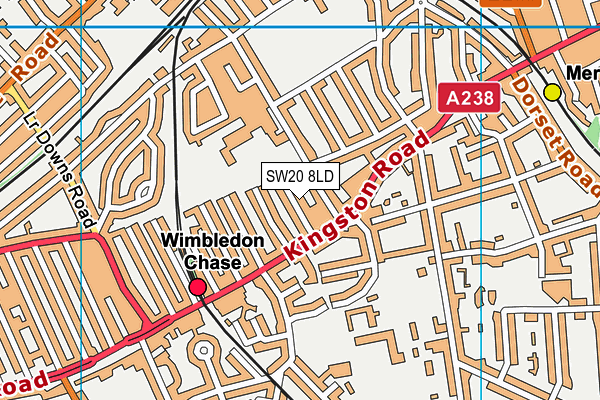 SW20 8LD map - OS VectorMap District (Ordnance Survey)