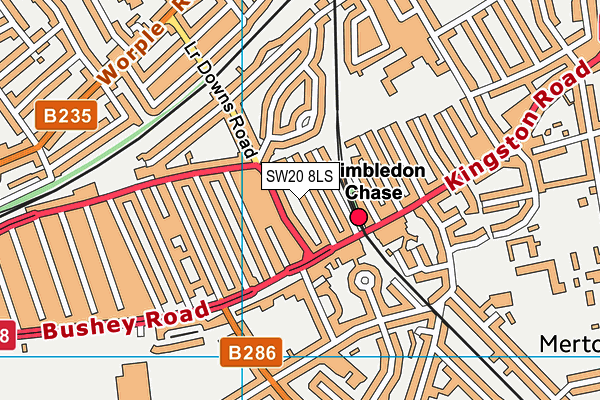 SW20 8LS map - OS VectorMap District (Ordnance Survey)