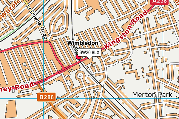 SW20 8LX map - OS VectorMap District (Ordnance Survey)