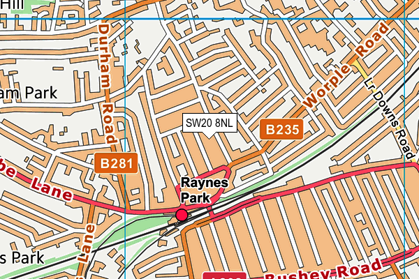 SW20 8NL map - OS VectorMap District (Ordnance Survey)