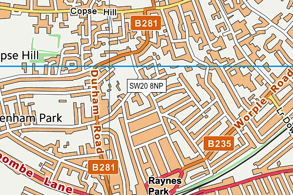 SW20 8NP map - OS VectorMap District (Ordnance Survey)