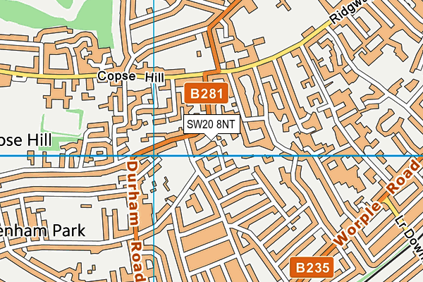 SW20 8NT map - OS VectorMap District (Ordnance Survey)