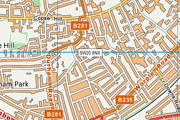 SW20 8NX map - OS VectorMap District (Ordnance Survey)