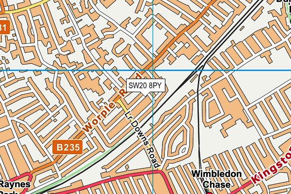 SW20 8PY map - OS VectorMap District (Ordnance Survey)