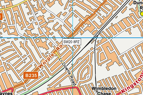 SW20 8PZ map - OS VectorMap District (Ordnance Survey)