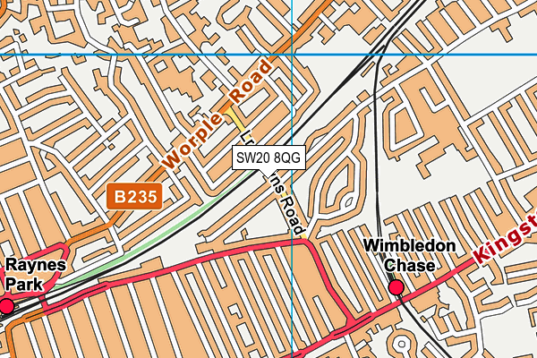 SW20 8QG map - OS VectorMap District (Ordnance Survey)