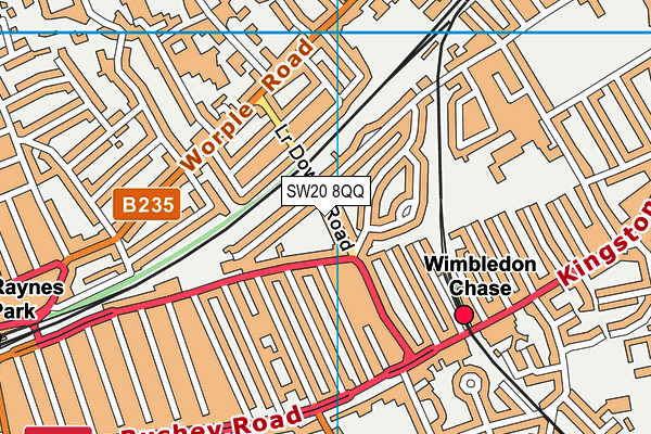 SW20 8QQ map - OS VectorMap District (Ordnance Survey)