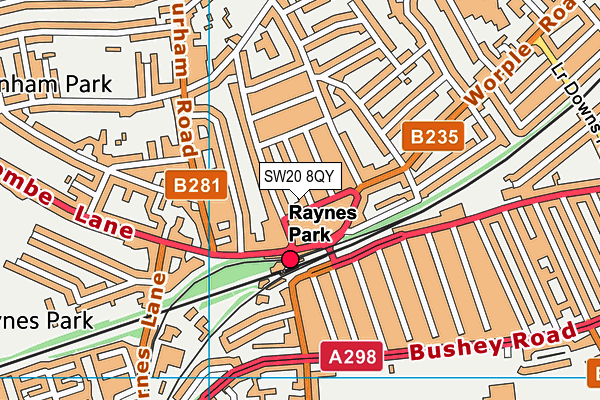 SW20 8QY map - OS VectorMap District (Ordnance Survey)