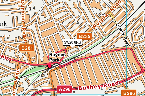 SW20 8RG map - OS VectorMap District (Ordnance Survey)