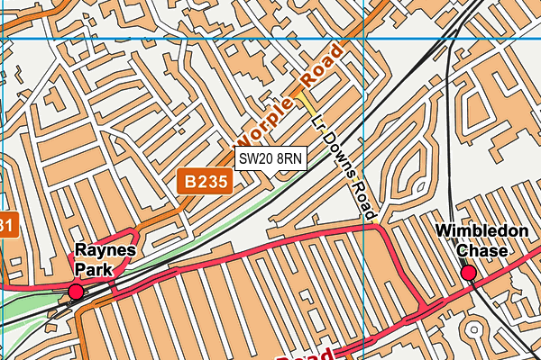 SW20 8RN map - OS VectorMap District (Ordnance Survey)