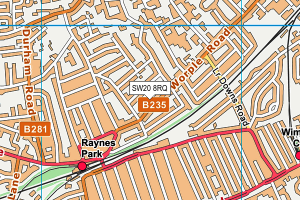 SW20 8RQ map - OS VectorMap District (Ordnance Survey)