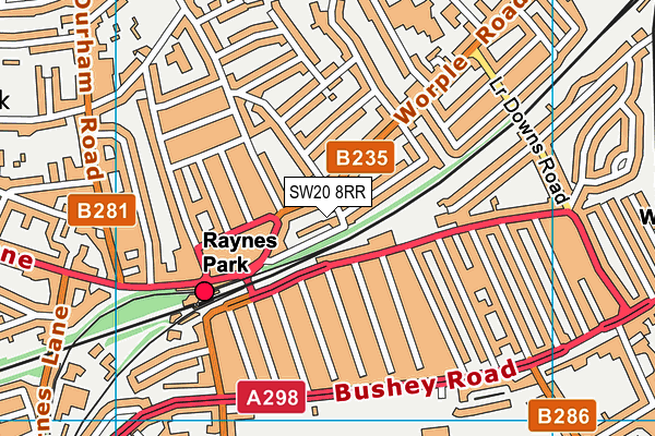 SW20 8RR map - OS VectorMap District (Ordnance Survey)