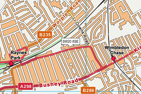 SW20 8SE map - OS VectorMap District (Ordnance Survey)