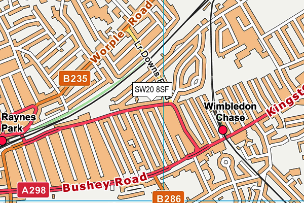 SW20 8SF map - OS VectorMap District (Ordnance Survey)