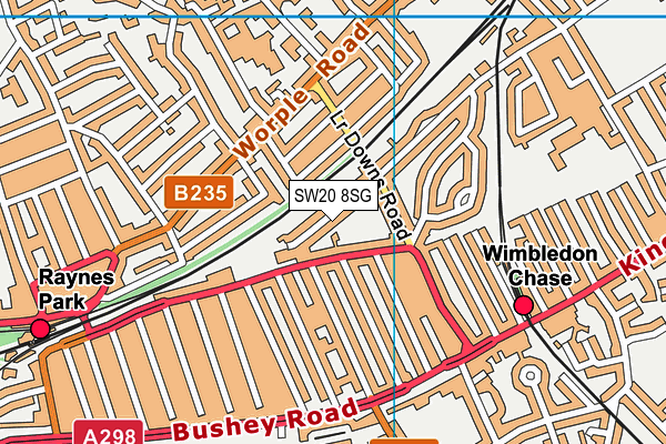 SW20 8SG map - OS VectorMap District (Ordnance Survey)
