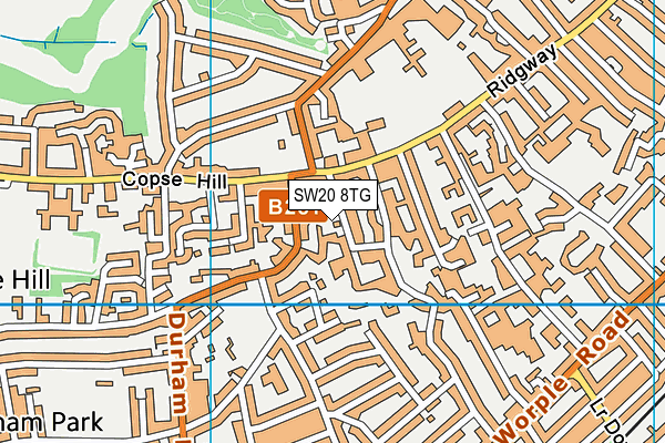 SW20 8TG map - OS VectorMap District (Ordnance Survey)