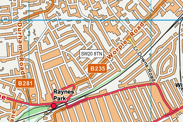 SW20 8TN map - OS VectorMap District (Ordnance Survey)