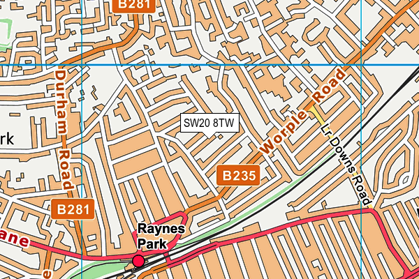 SW20 8TW map - OS VectorMap District (Ordnance Survey)