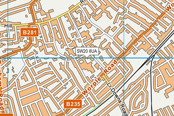 SW20 8UA map - OS VectorMap District (Ordnance Survey)