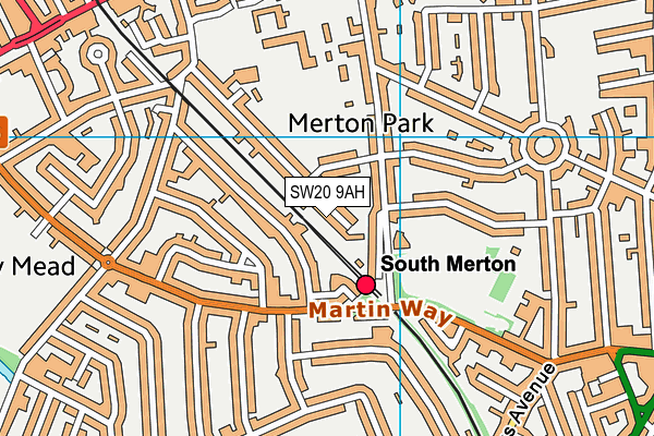 SW20 9AH map - OS VectorMap District (Ordnance Survey)