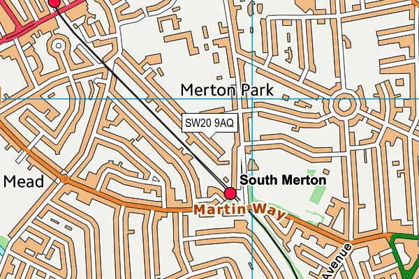 SW20 9AQ map - OS VectorMap District (Ordnance Survey)