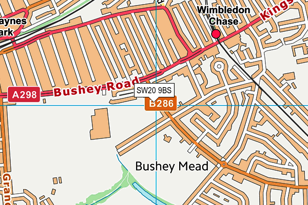 SW20 9BS map - OS VectorMap District (Ordnance Survey)