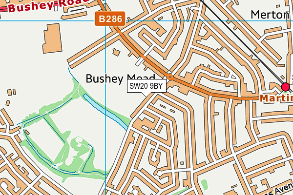 SW20 9BY map - OS VectorMap District (Ordnance Survey)
