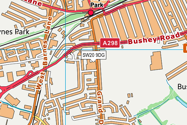 SW20 9DG map - OS VectorMap District (Ordnance Survey)