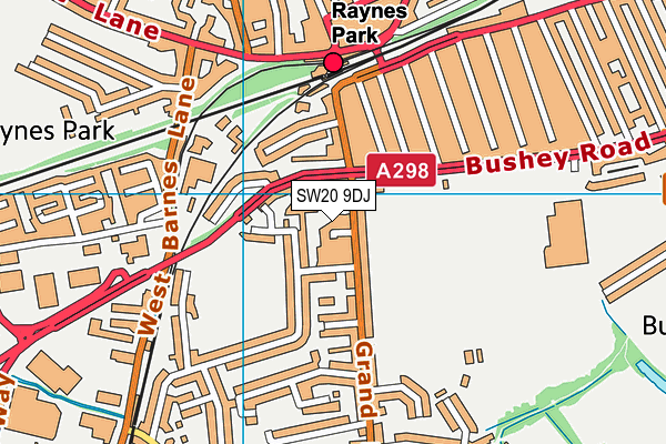 SW20 9DJ map - OS VectorMap District (Ordnance Survey)