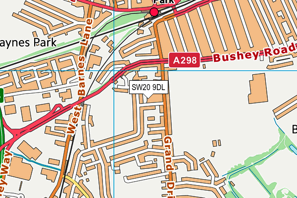 SW20 9DL map - OS VectorMap District (Ordnance Survey)