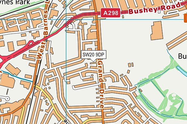 SW20 9DP map - OS VectorMap District (Ordnance Survey)