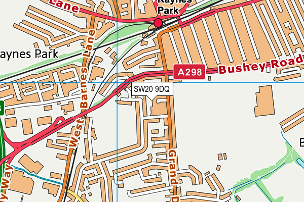 SW20 9DQ map - OS VectorMap District (Ordnance Survey)