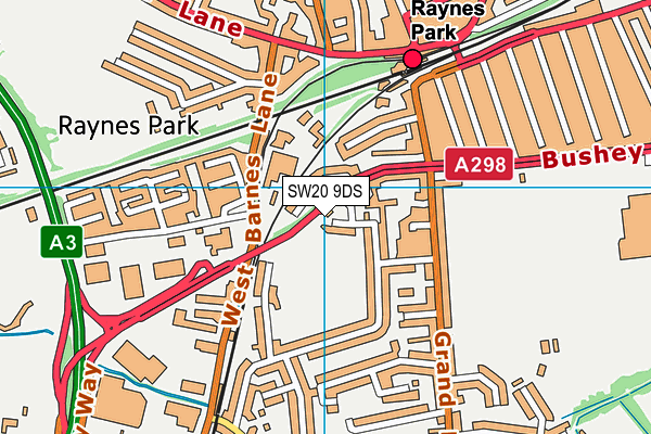 SW20 9DS map - OS VectorMap District (Ordnance Survey)