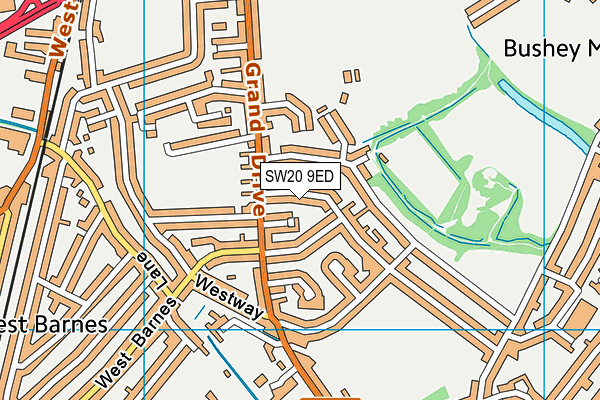 SW20 9ED map - OS VectorMap District (Ordnance Survey)