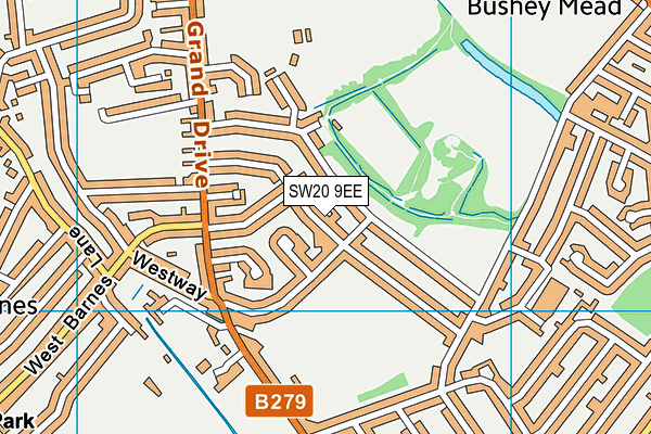 SW20 9EE map - OS VectorMap District (Ordnance Survey)