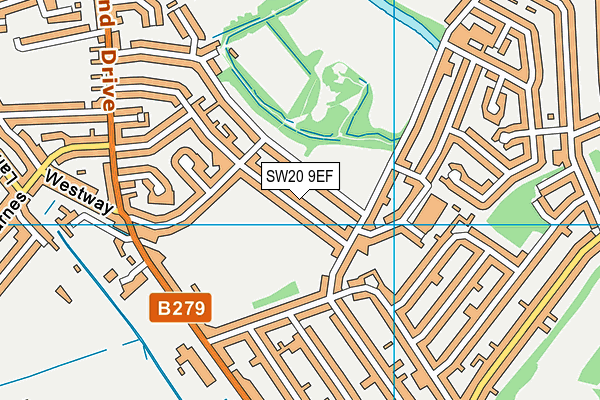 SW20 9EF map - OS VectorMap District (Ordnance Survey)