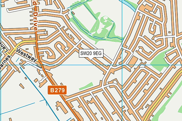 SW20 9EG map - OS VectorMap District (Ordnance Survey)