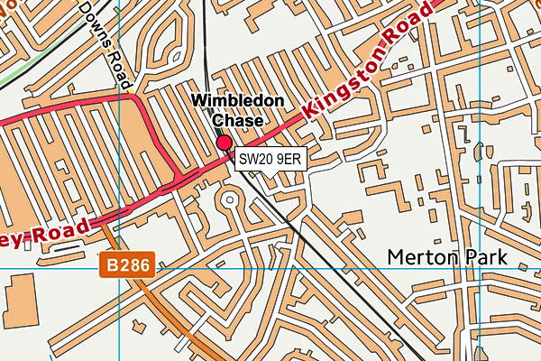 SW20 9ER map - OS VectorMap District (Ordnance Survey)