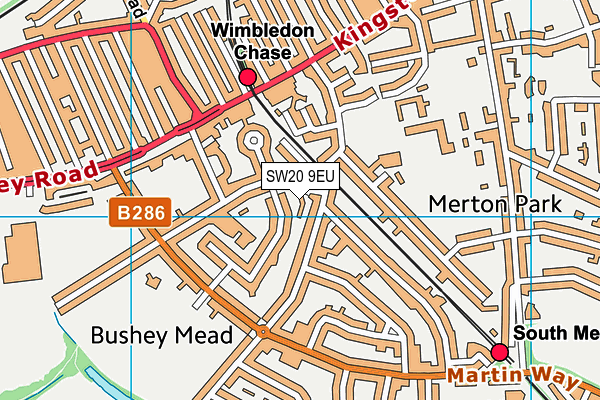 SW20 9EU map - OS VectorMap District (Ordnance Survey)