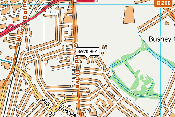 SW20 9HA map - OS VectorMap District (Ordnance Survey)