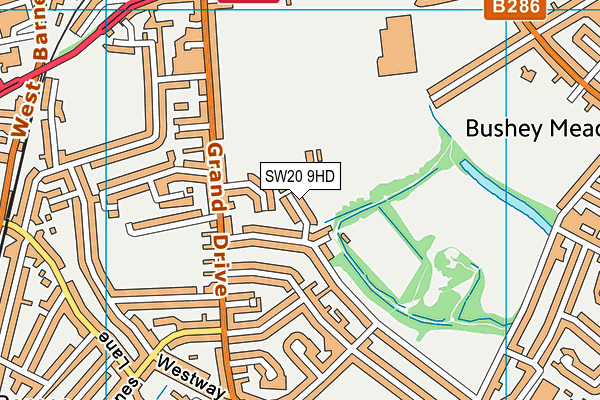 SW20 9HD map - OS VectorMap District (Ordnance Survey)