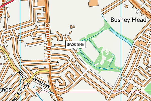 SW20 9HE map - OS VectorMap District (Ordnance Survey)