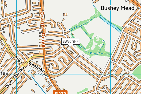 SW20 9HF map - OS VectorMap District (Ordnance Survey)