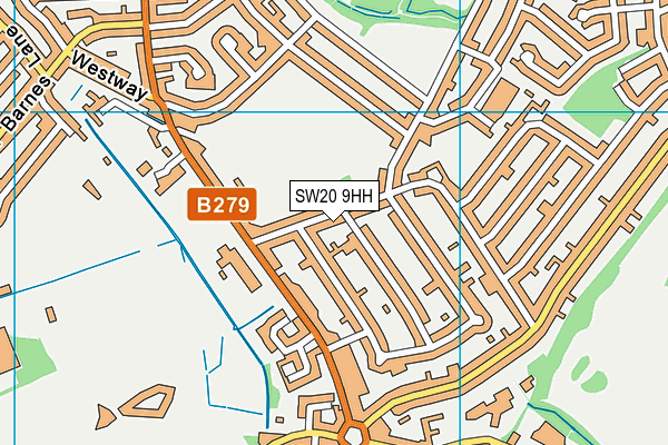 SW20 9HH map - OS VectorMap District (Ordnance Survey)